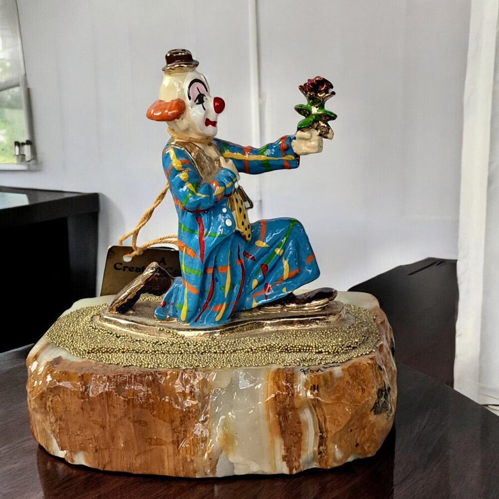 RON LEE 1984 CLOWN Signed The Proposal Red Rose Gold Dusted Marble Base